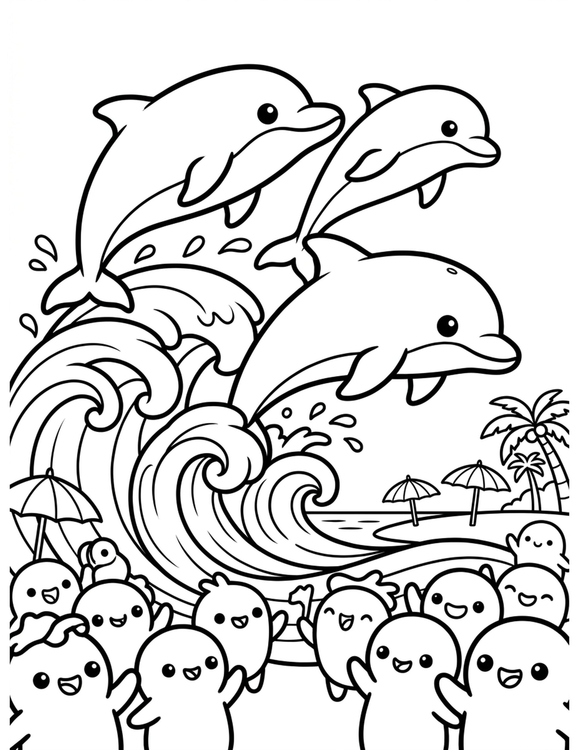 Dolphin Show Coloring Page
