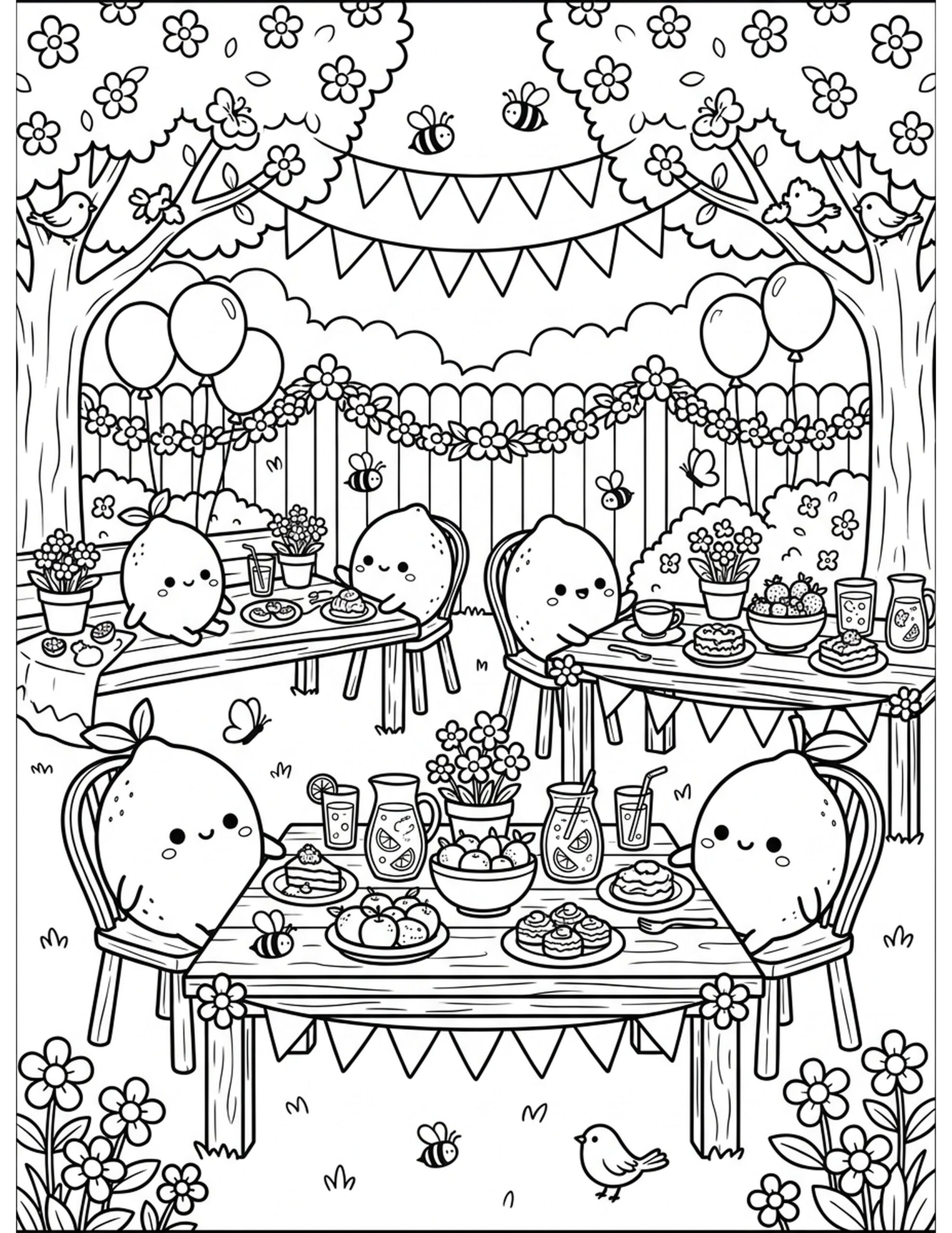 Lemonade Garden Party Coloring Page