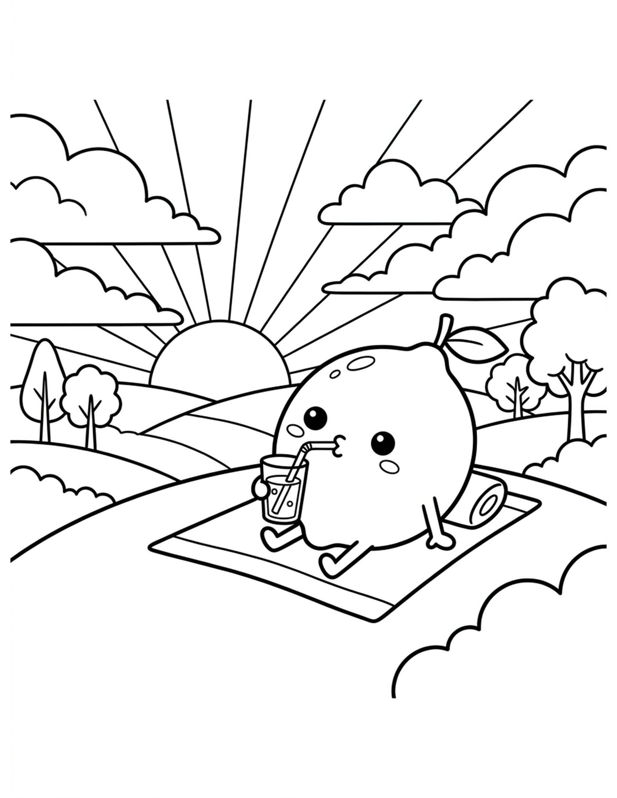Sweet Lemonade Sunset Coloring Page