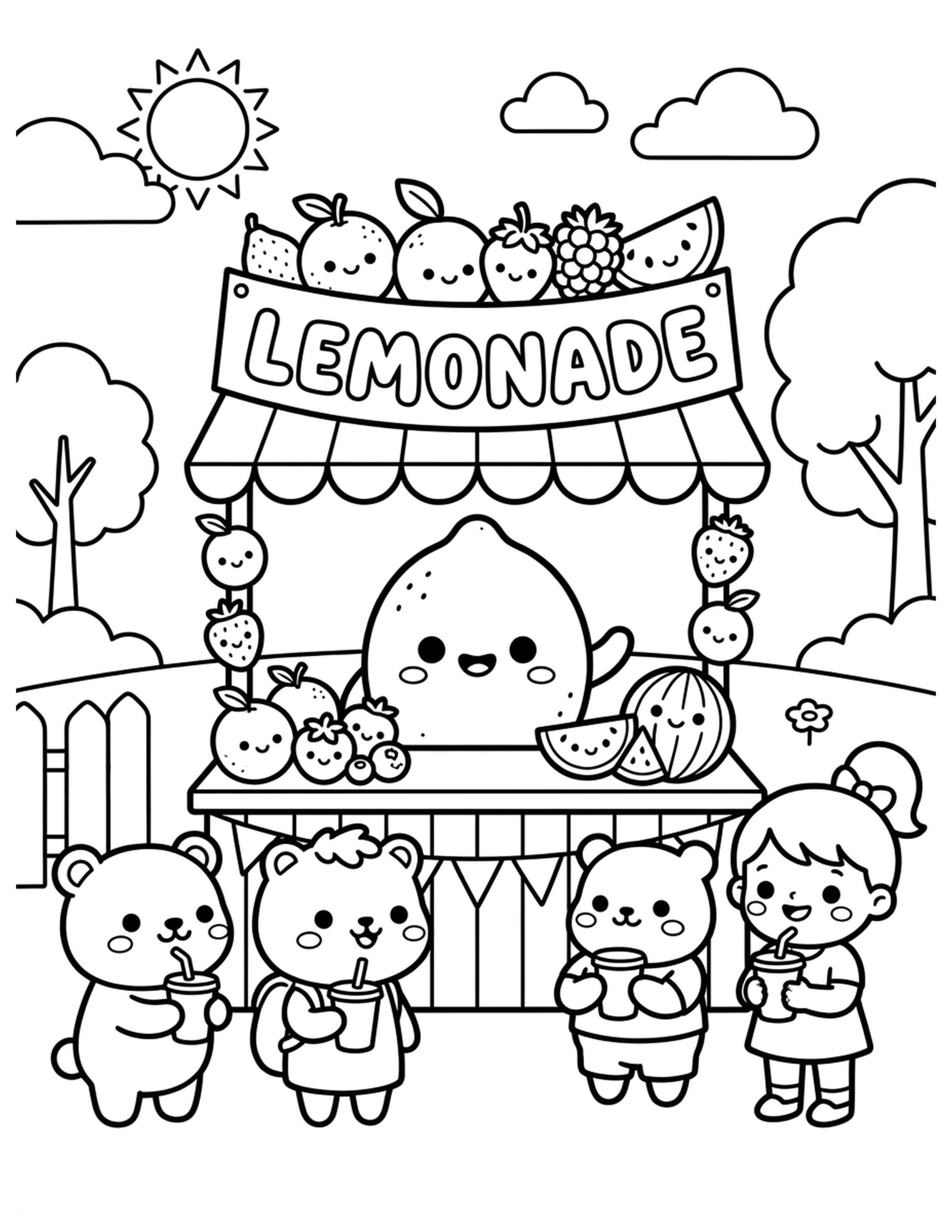 Lemonade Stand Adventure Coloring Page