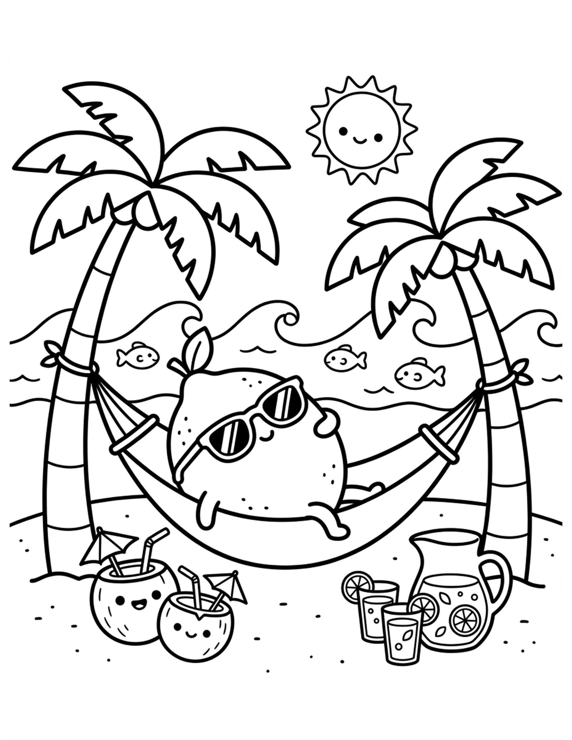 Tropical Lemonade Paradise Coloring Page
