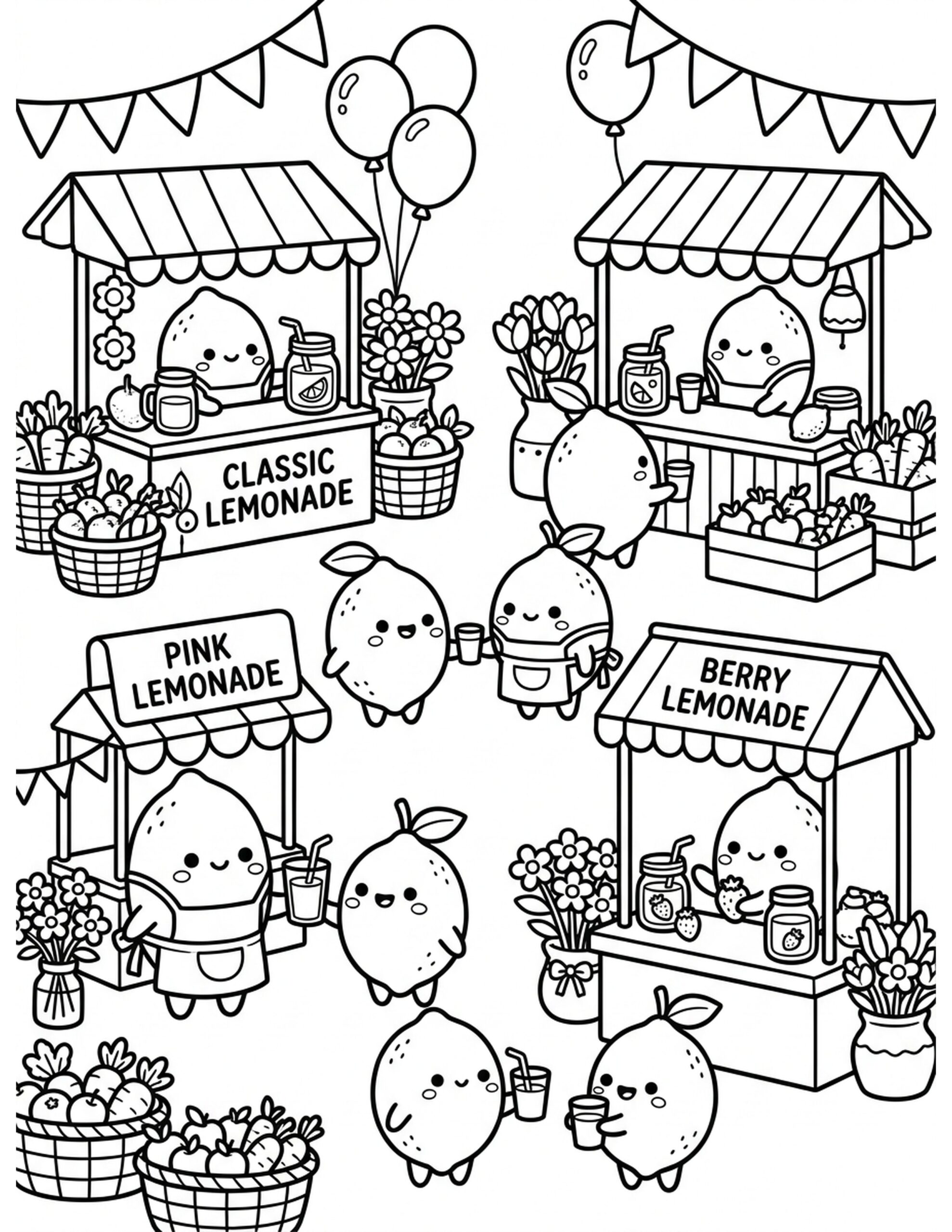 Vibrant Lemonade Market Coloring Page