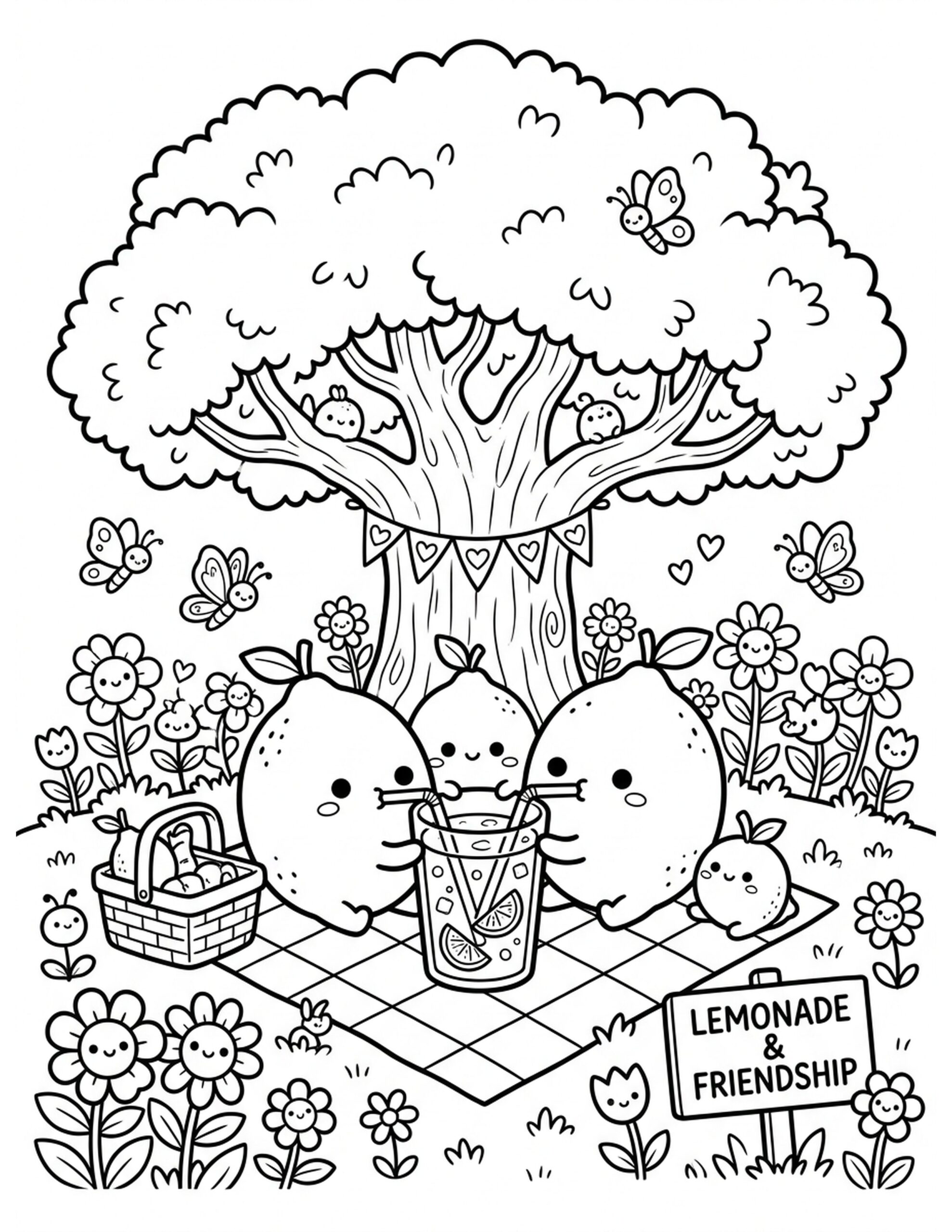 Lemonade and Friendship Coloring Page