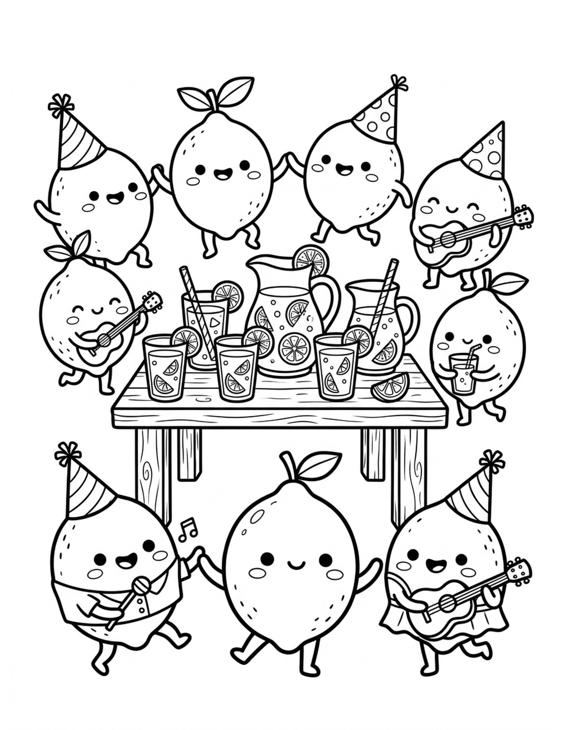 Lemonade Party Time Coloring Page