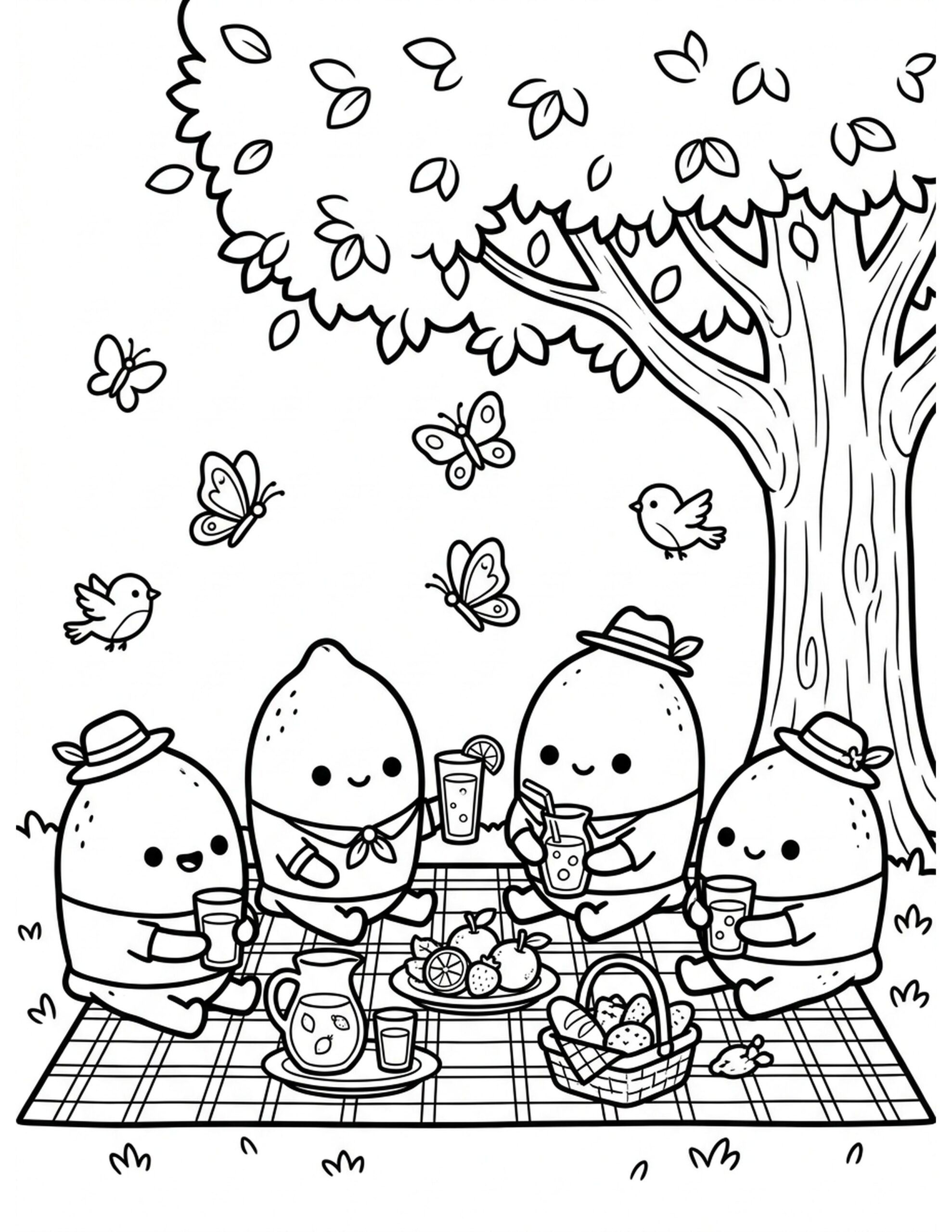 Lemonade Picnic in the Park Coloring Page