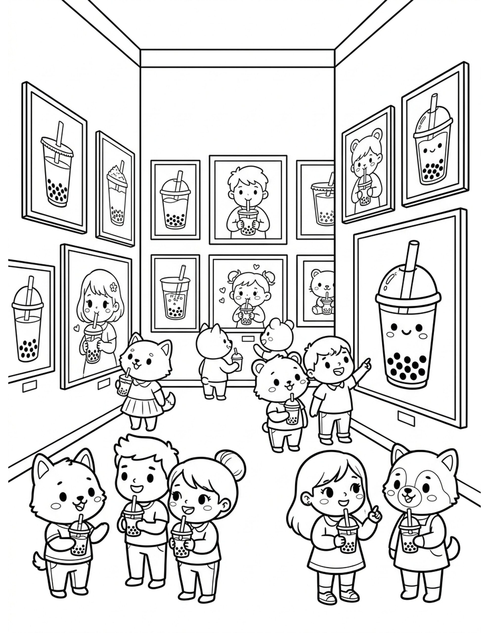 Boba Tea Art Gallery Coloring Page
