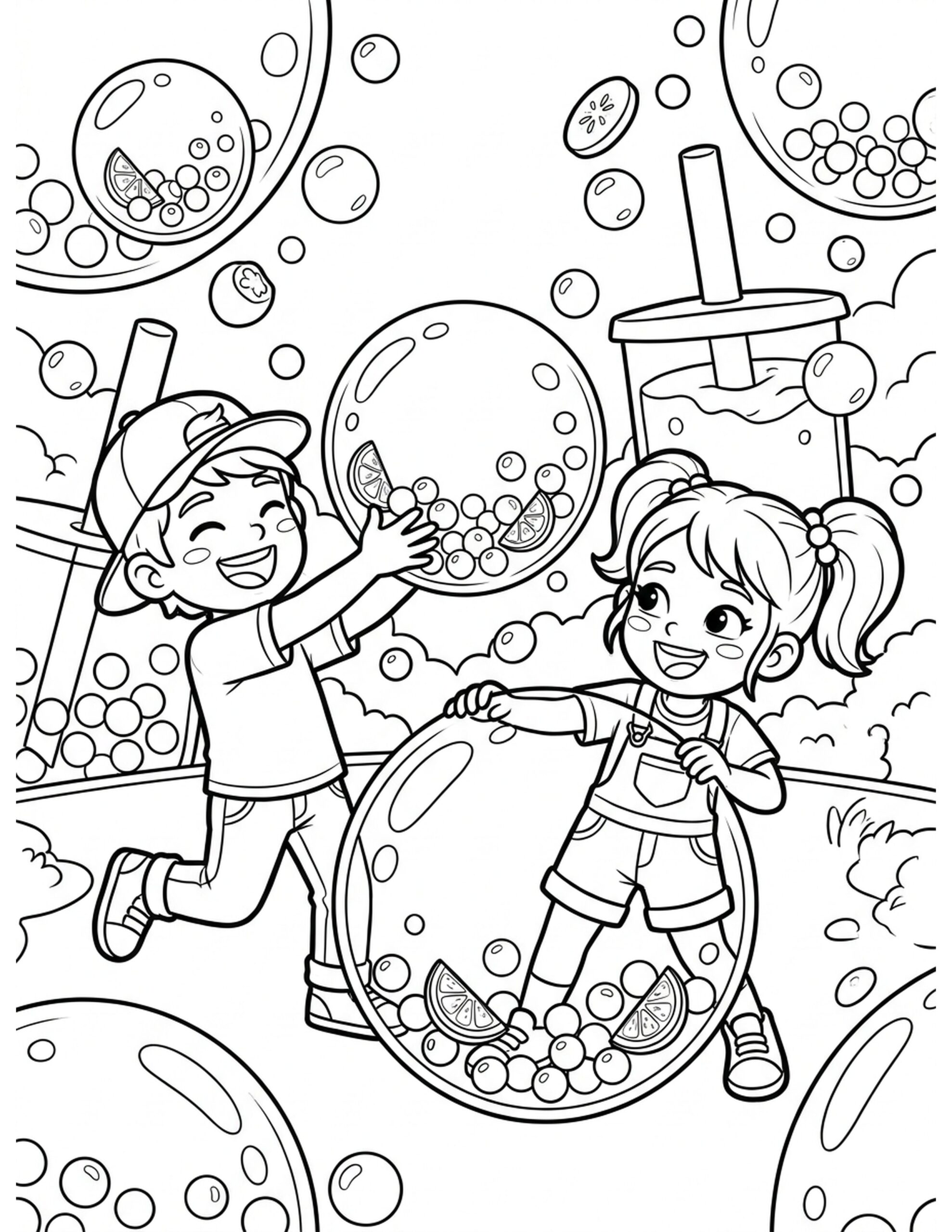 Boba Tea Bubble Battle Coloring Page