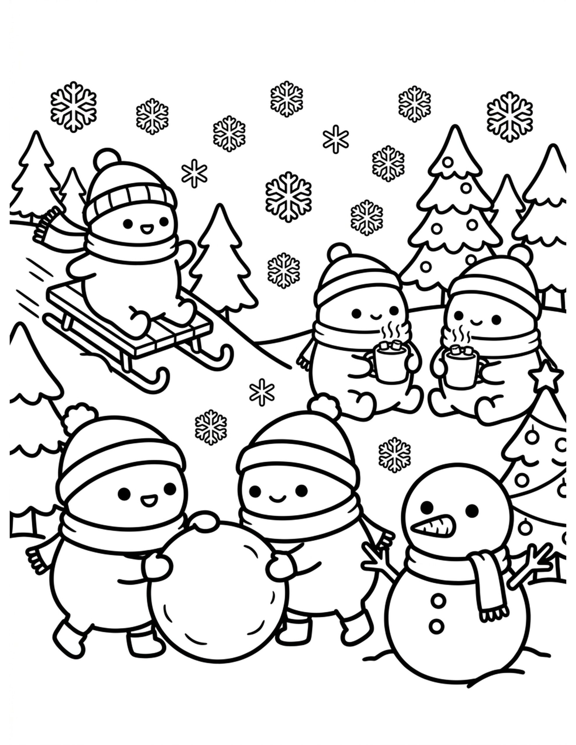 Snuggly Winter Wonderland Coloring Page