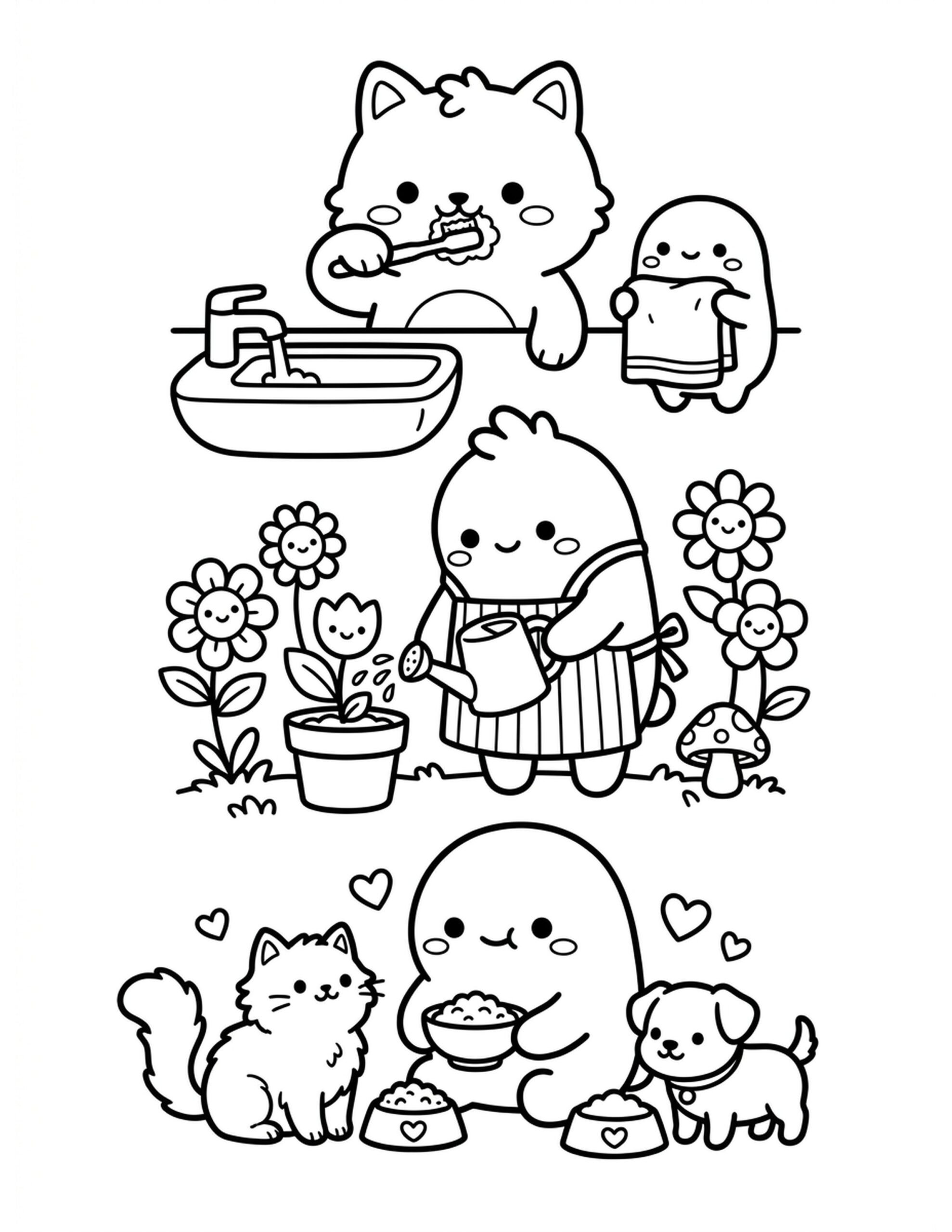 Bright Daily Routines Coloring Page