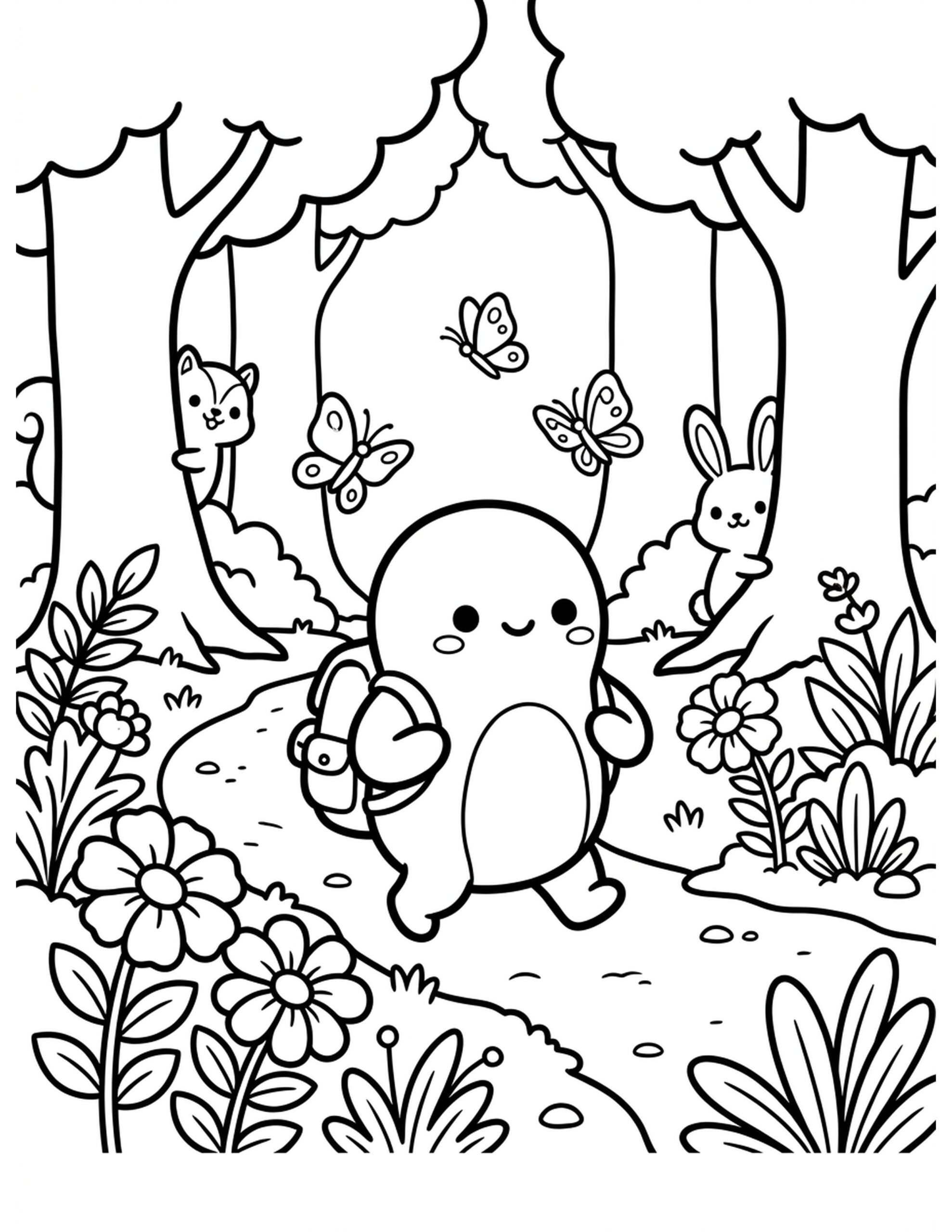 Nature Walk Coloring Page