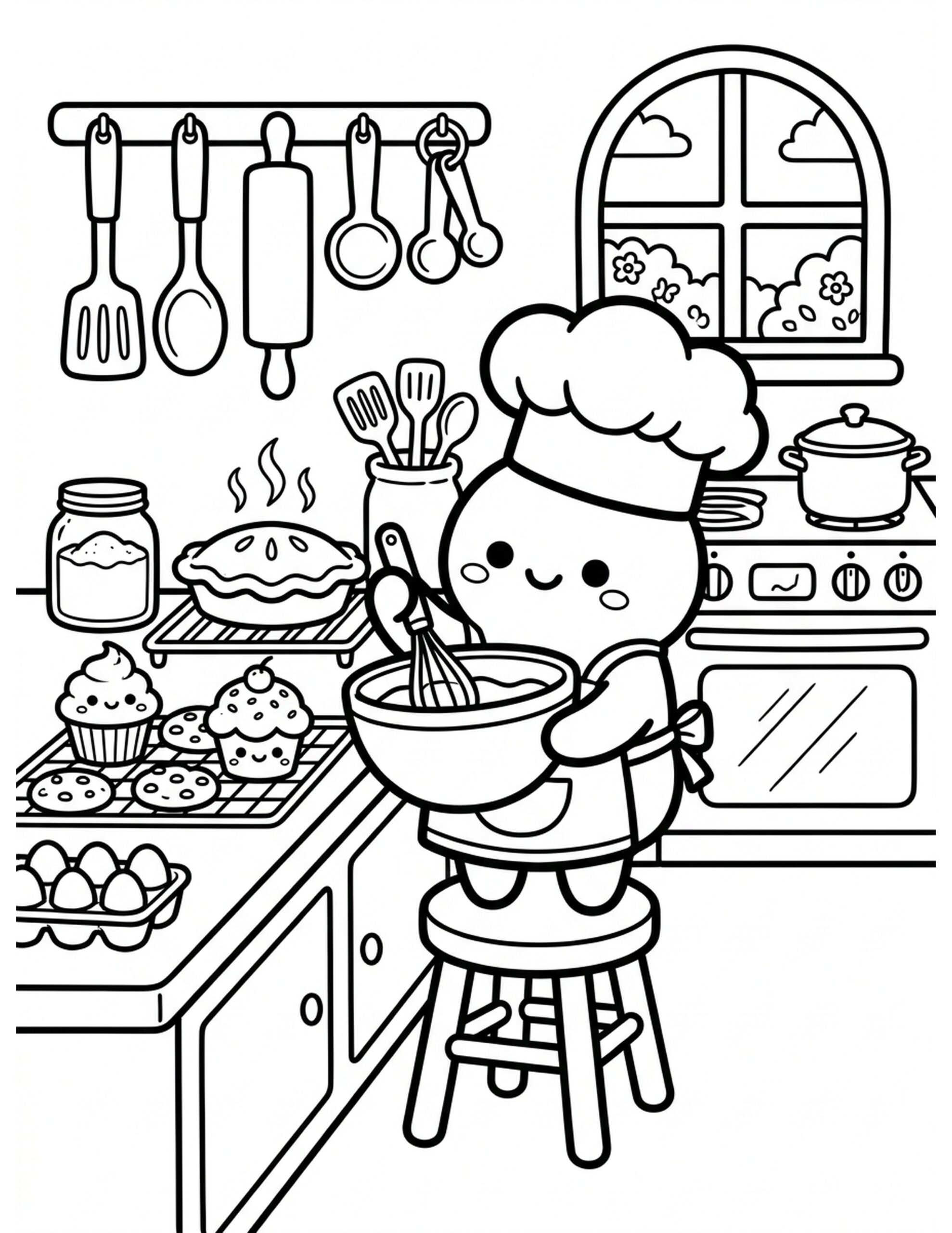 Happy Home Scene Coloring Page