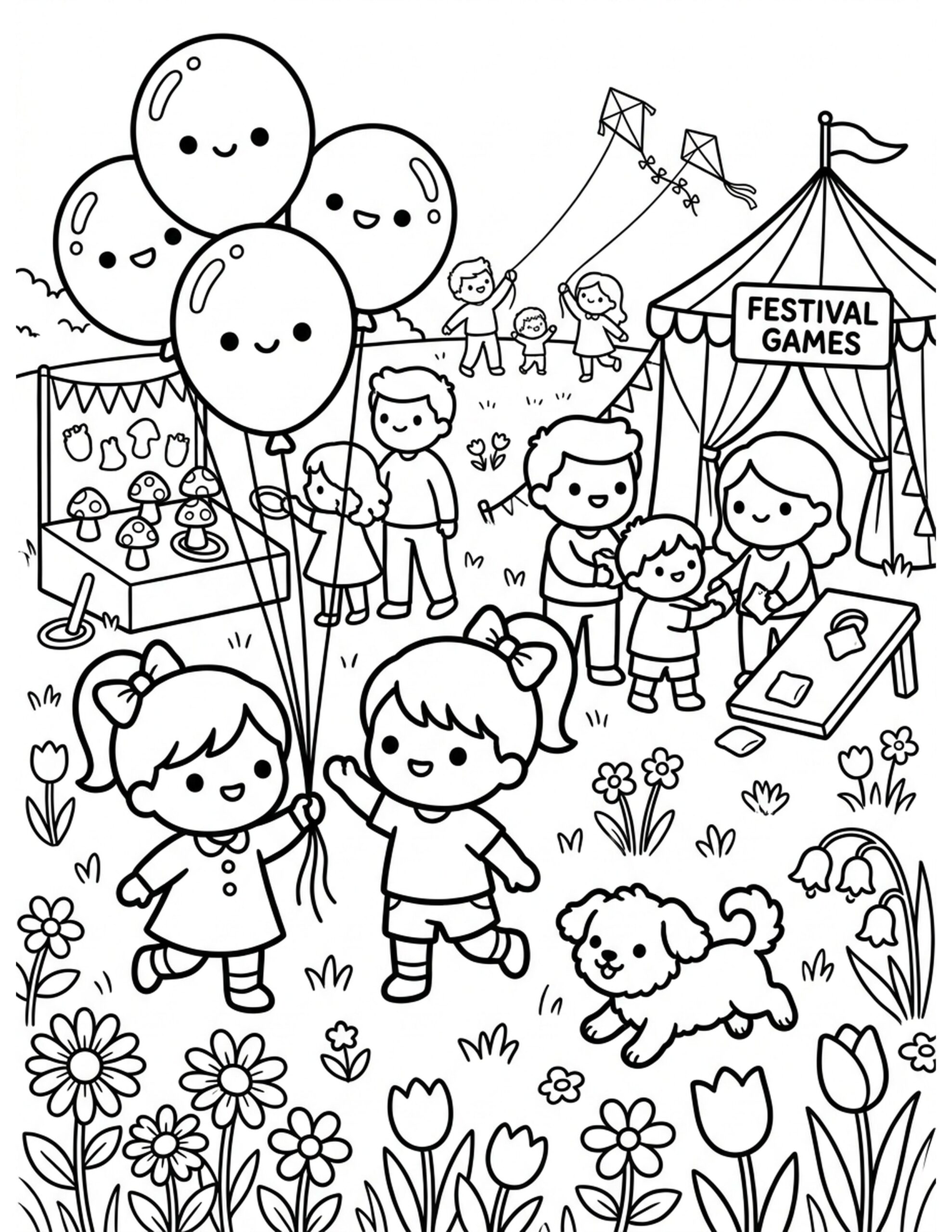 Wildflower Spring Festival Coloring Page