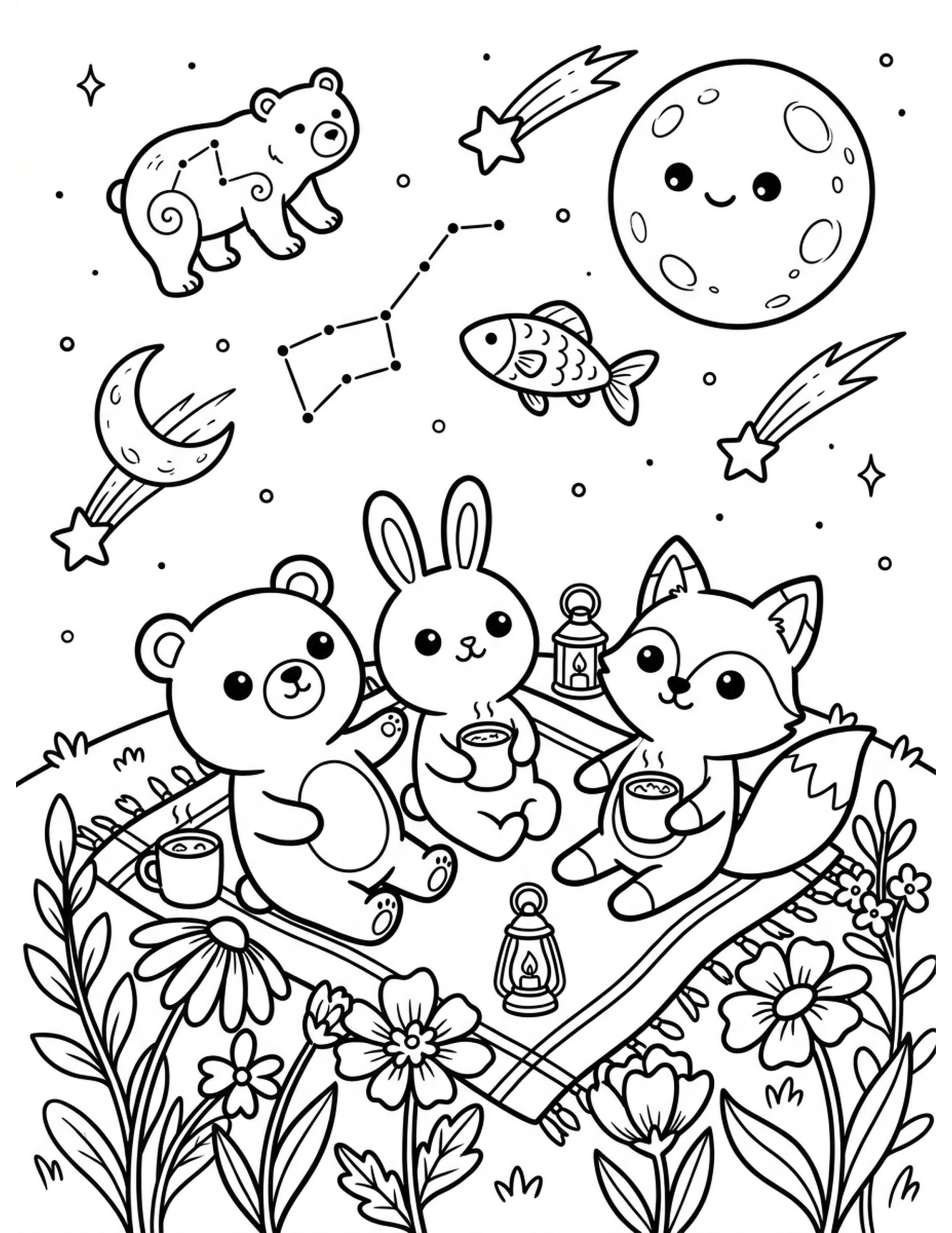 Wildflower Stargazing Coloring Page