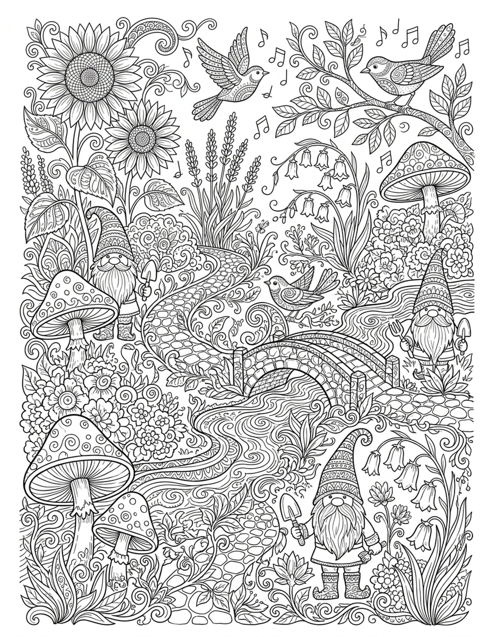 Enchanted Wildflower Garden Coloring Page