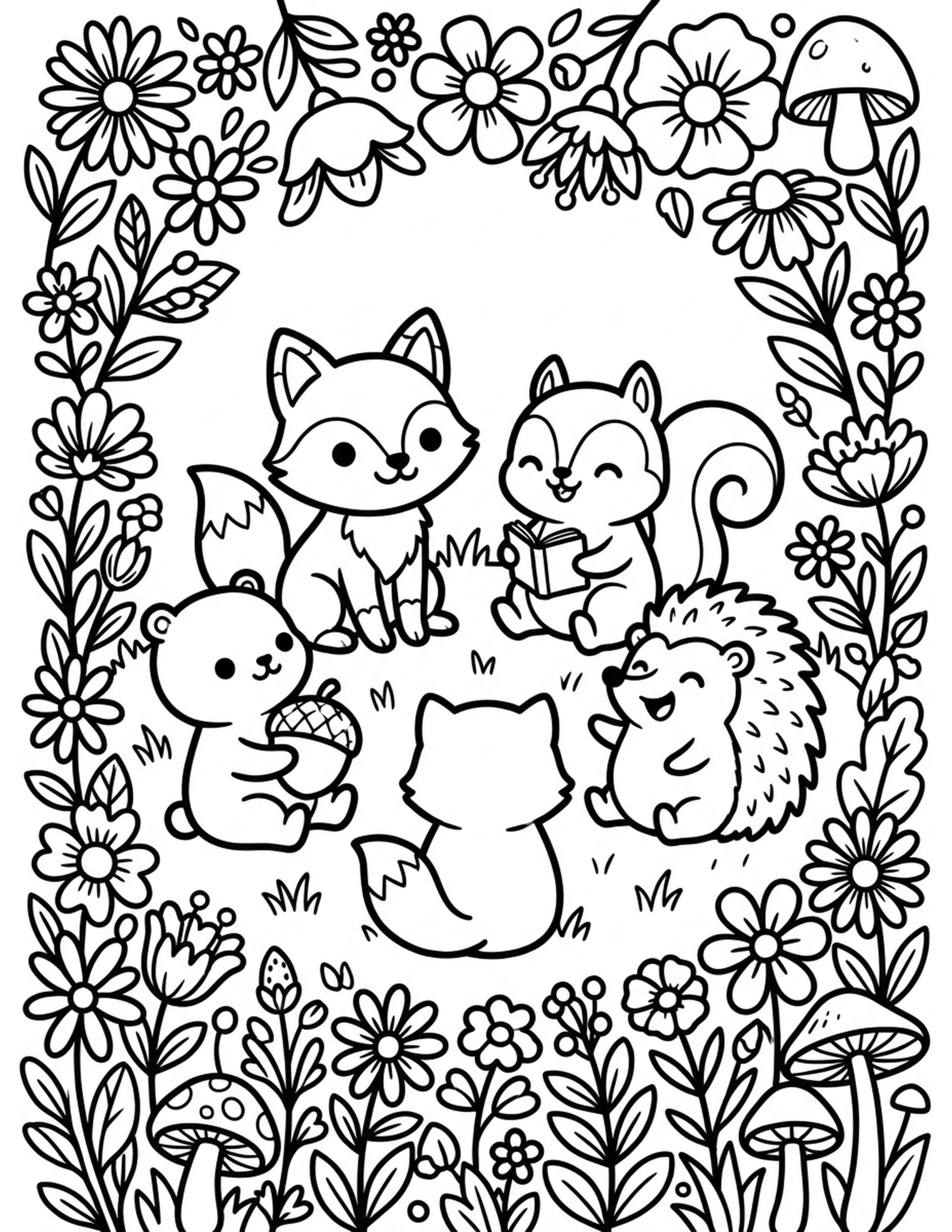 Blooming Friendship Coloring Page