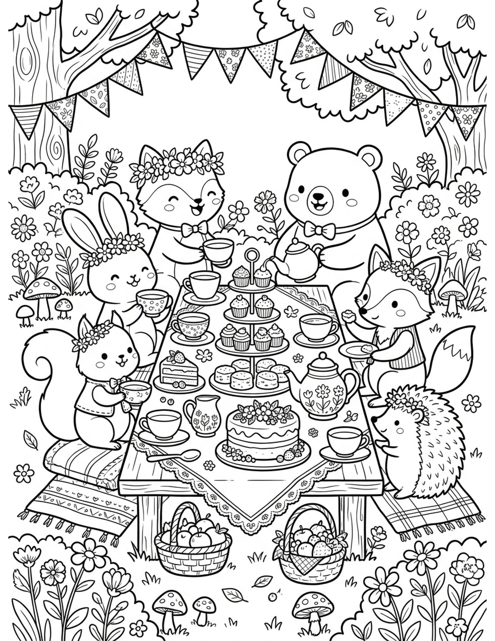 Wildflower Tea Party Coloring Page