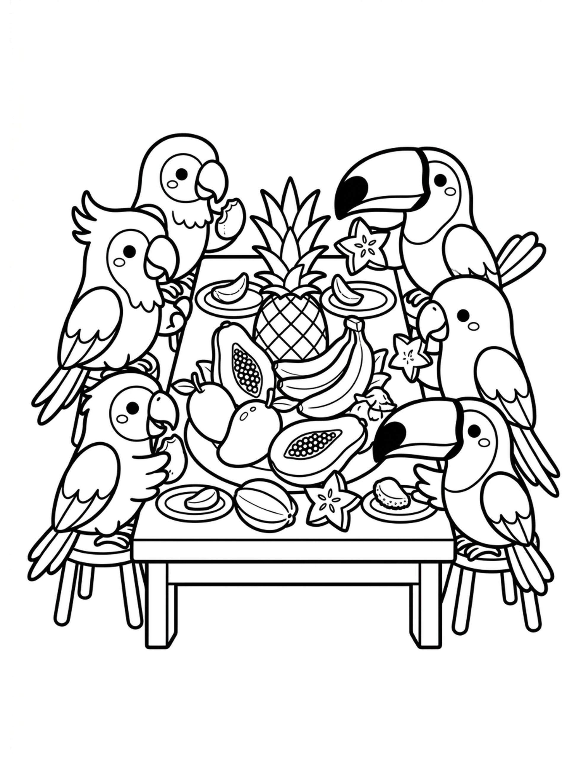 Tropical Fruit Feast Coloring Page