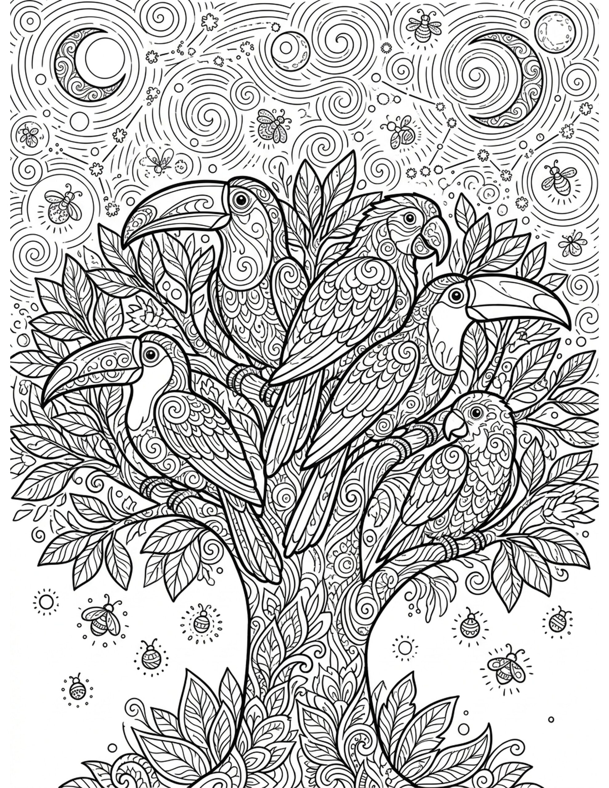 Tropical Nightlife Coloring Page