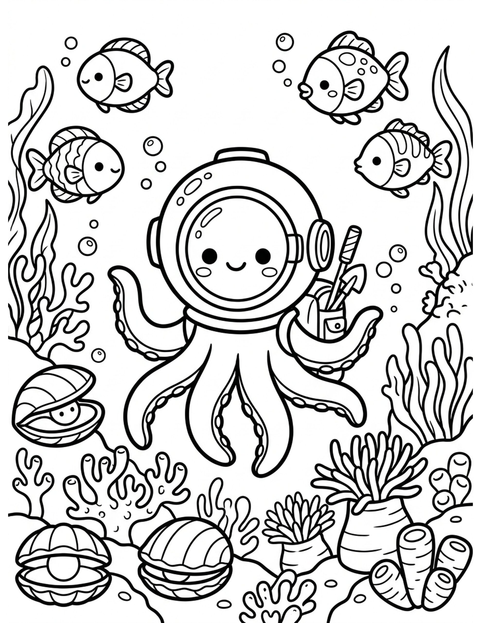 Ocean Exploration Coloring Page