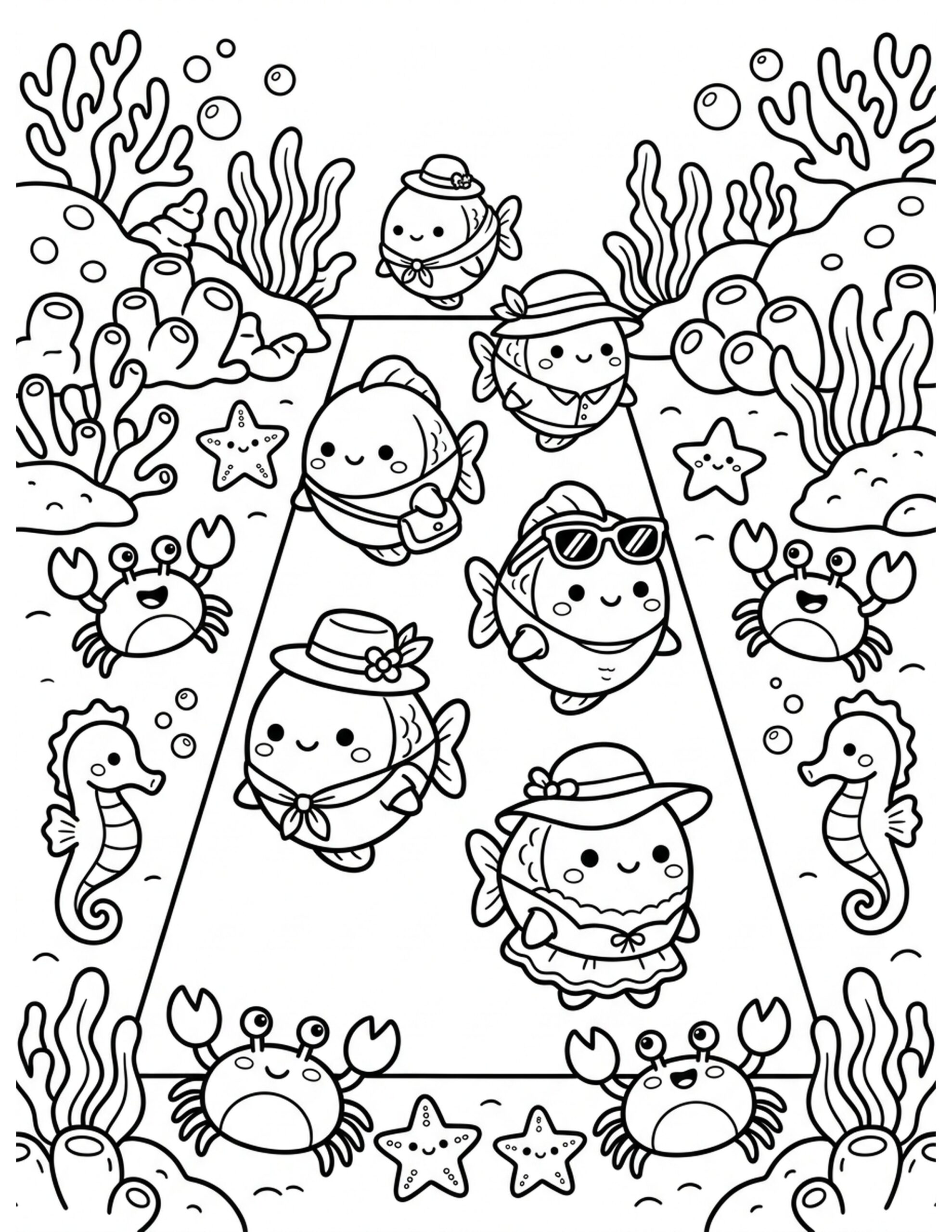 Fishy Fashion Show Coloring Page