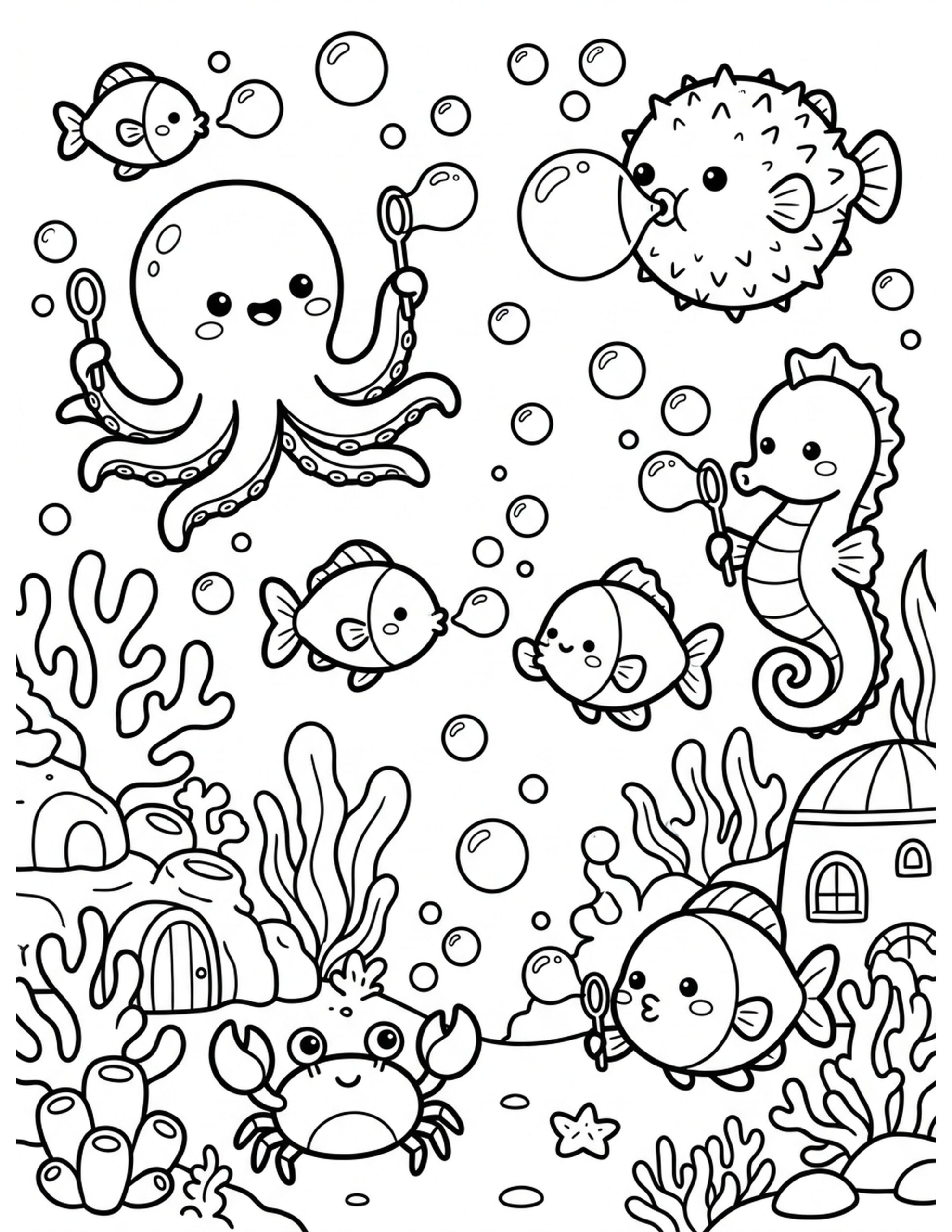 Bubble Blowing Contest Coloring Page