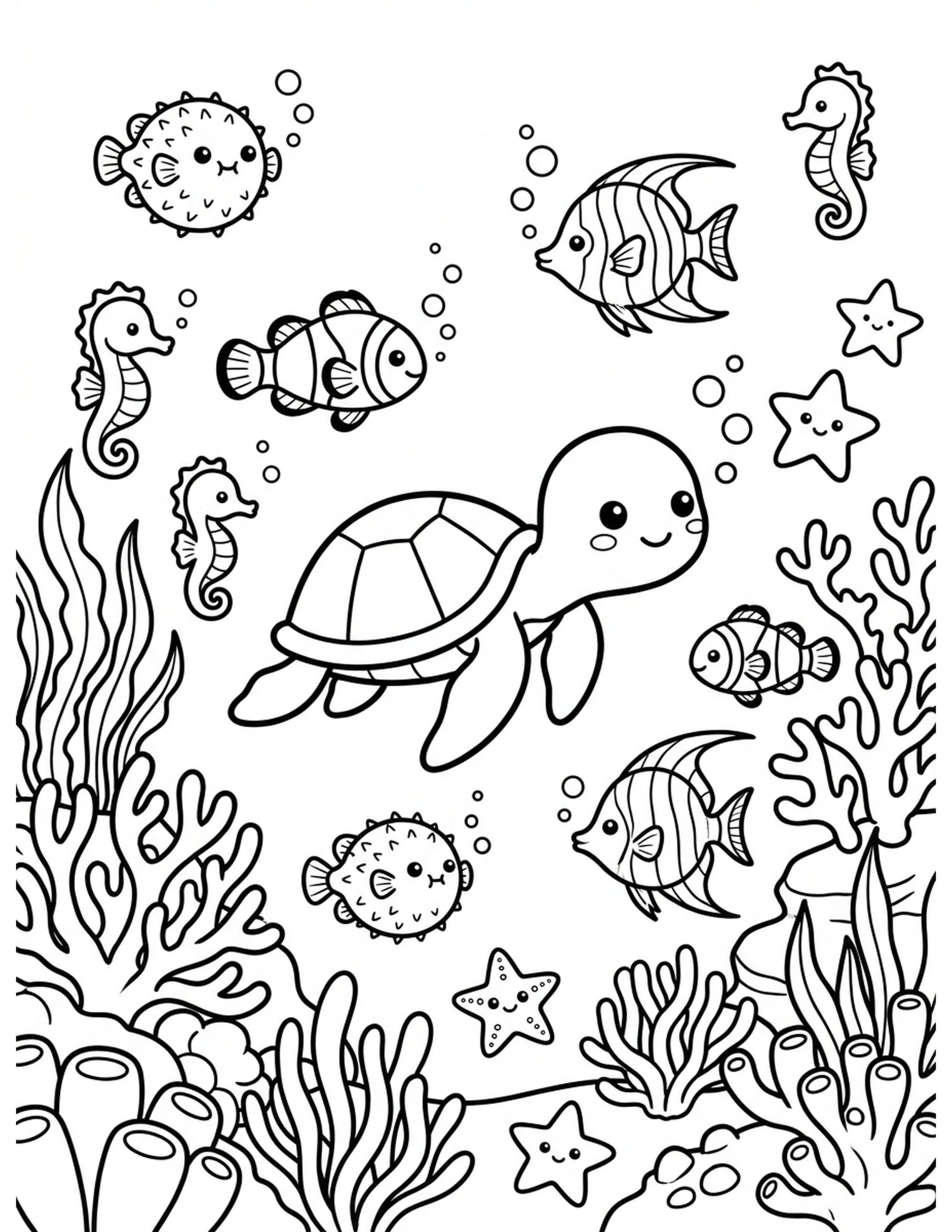 Coral Reef Adventure Coloring Page