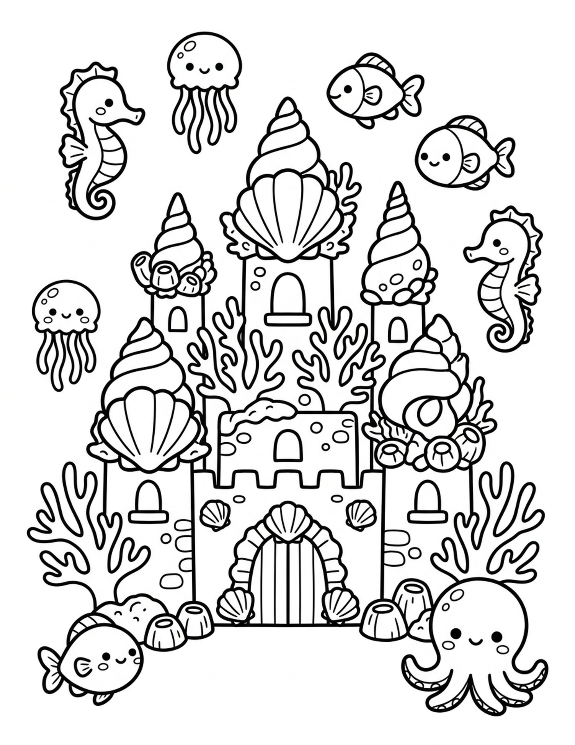 Underwater Castle Coloring Page