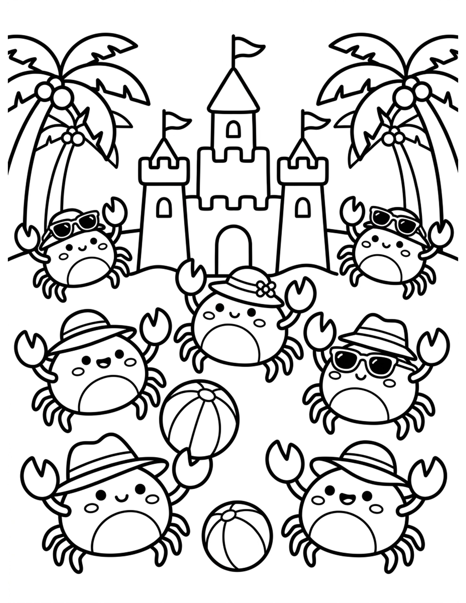 Friendly Crab Gathering Coloring Page
