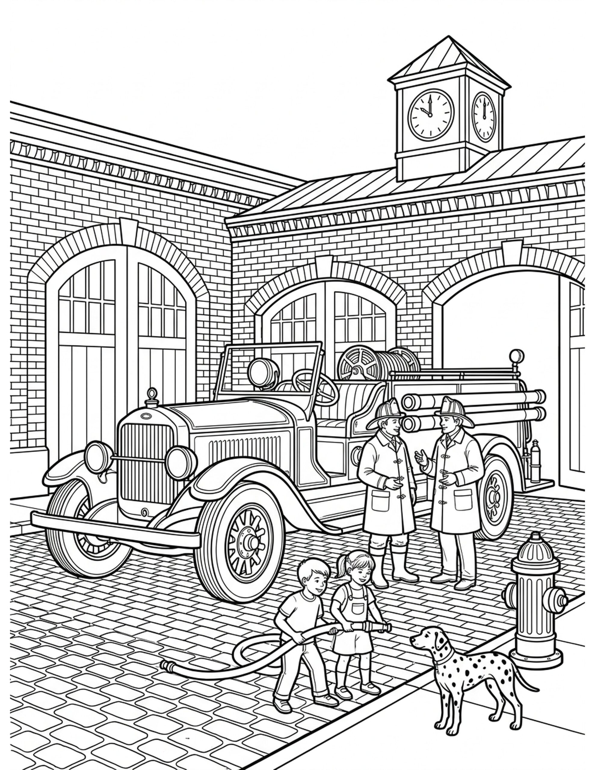 Antique Fire Truck Coloring Page