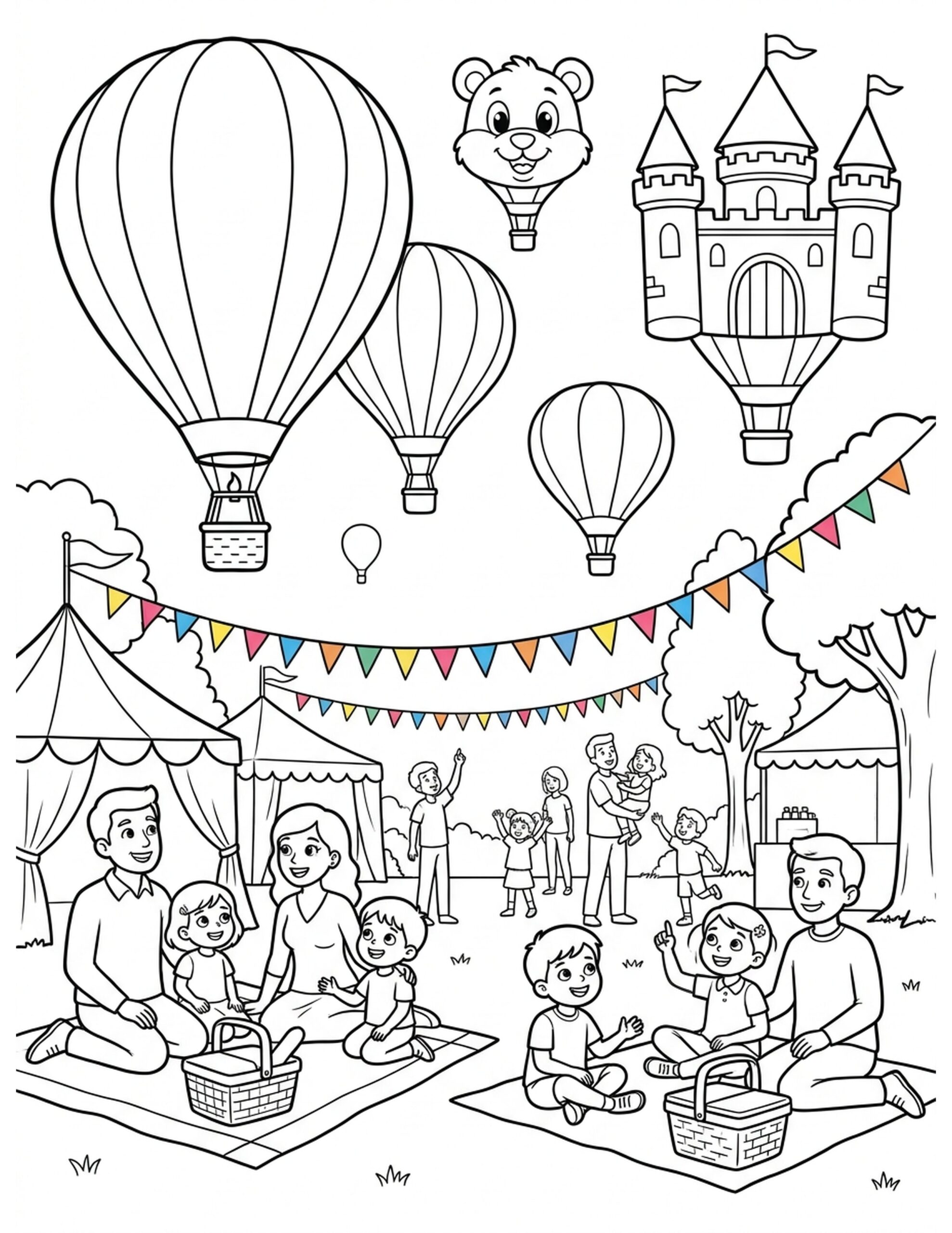 Hot Air Balloon Festival Coloring Page