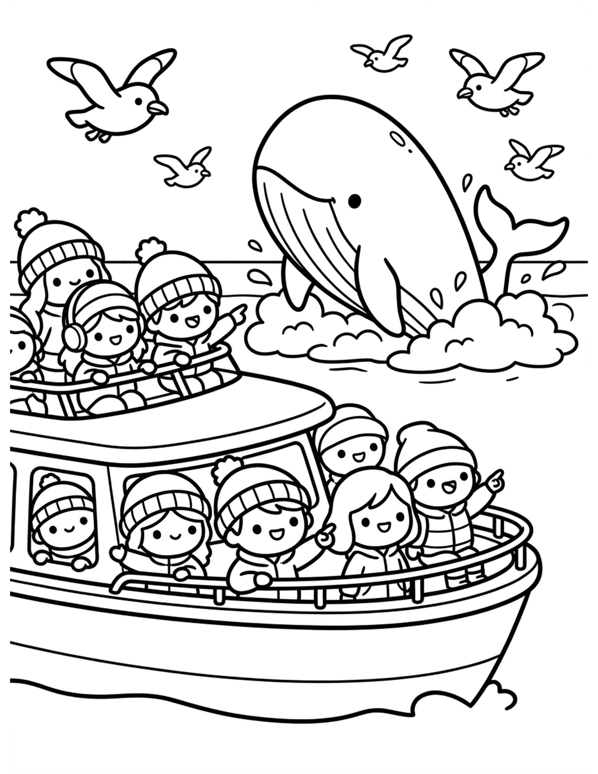 **Whale Watching Tour** Coloring Page