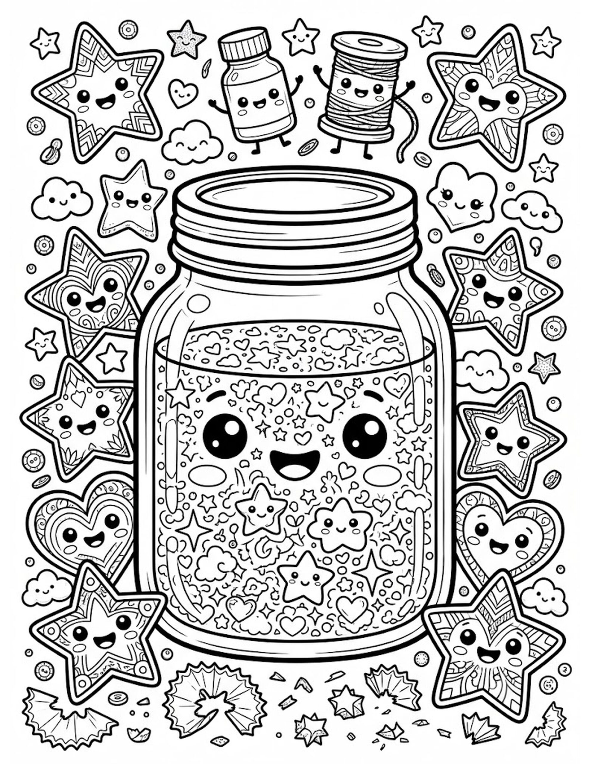 Glittery Glitter Jar Coloring Page