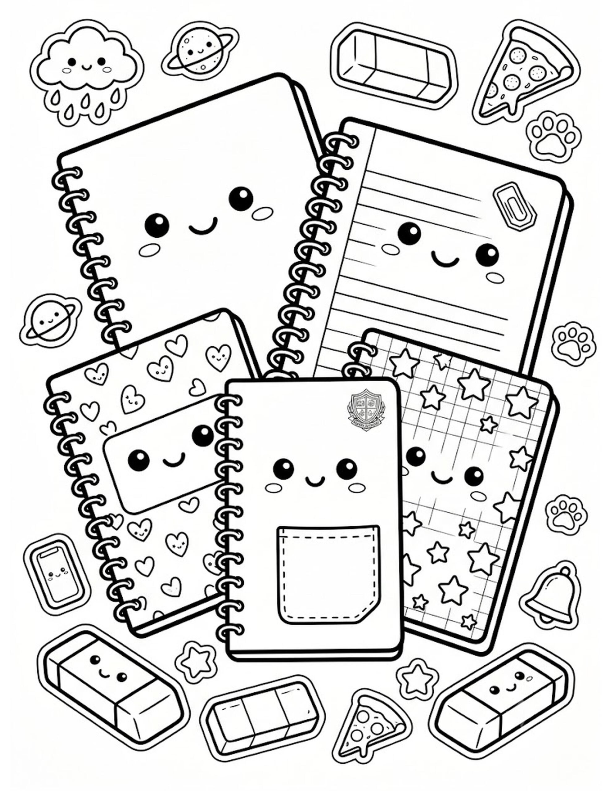 Happy Notebook Friends Coloring Page