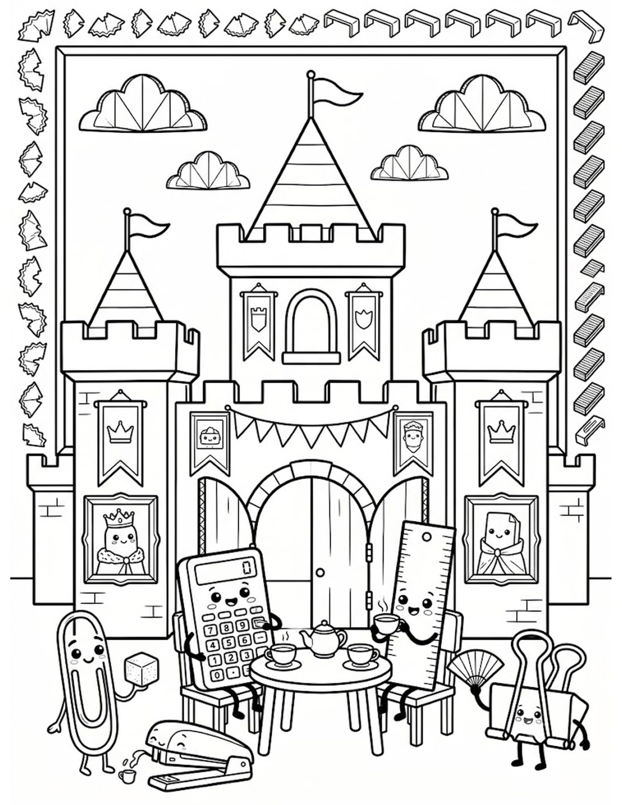 Cardboard Box Castle Coloring Page