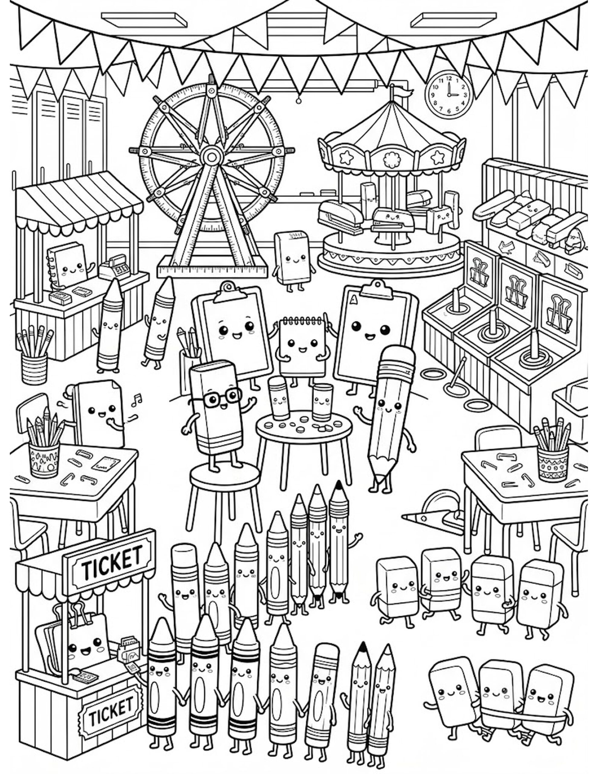 Classroom Carnival Coloring Page