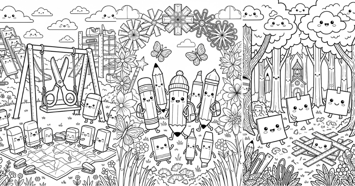 Cute School Supplies Coloring Pages Kids Love